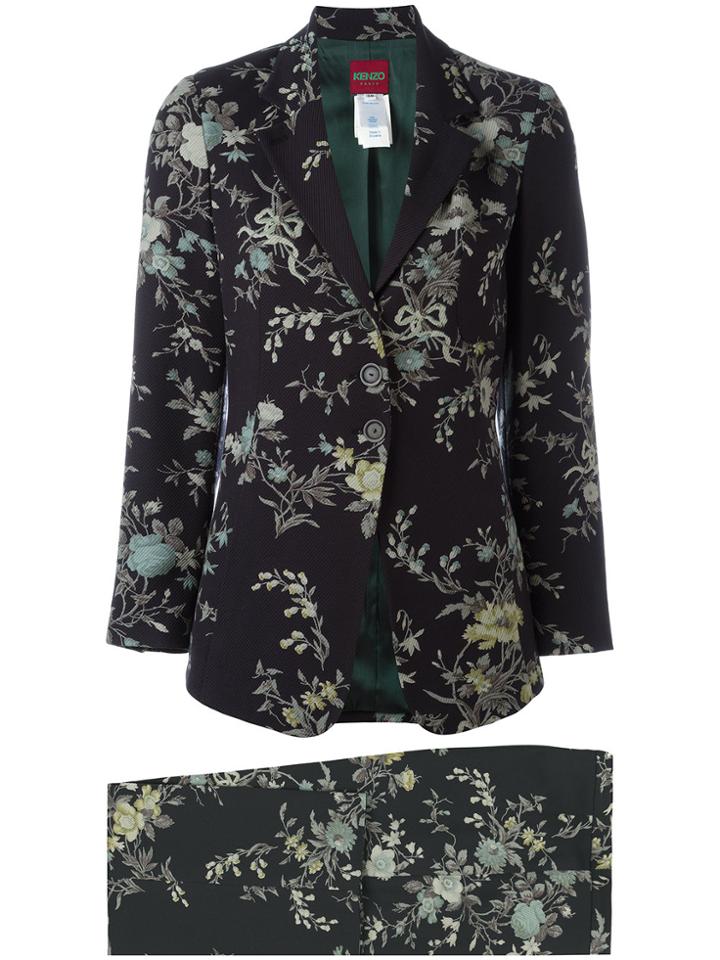 Kenzo Vintage Flower Print Trouser Suit - Blue