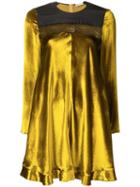 Red Valentino Flared Velvet Dress - Yellow