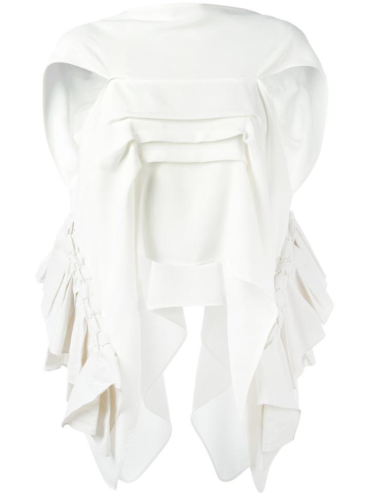 Maticevski Draped Blouse, Women's, Size: 6, White, Polyester/nylon/cotton