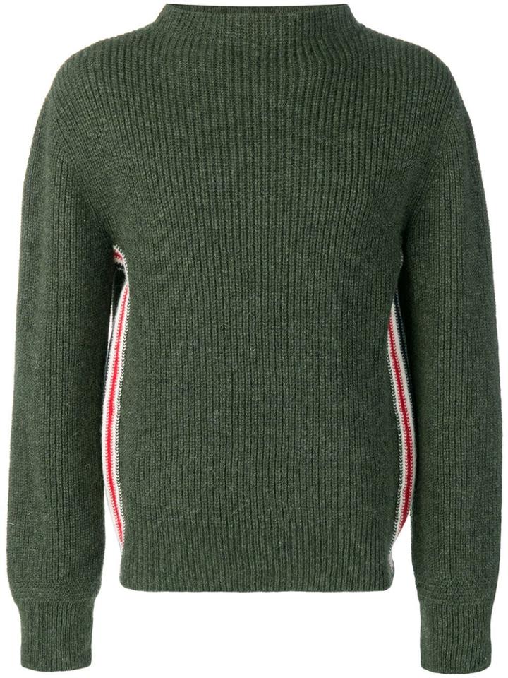 Thom Browne Relaxed Rwb Stripe Boat Neck Pullover - Green
