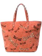 Red Valentino Dragonfly Embellished Tote - Pink & Purple