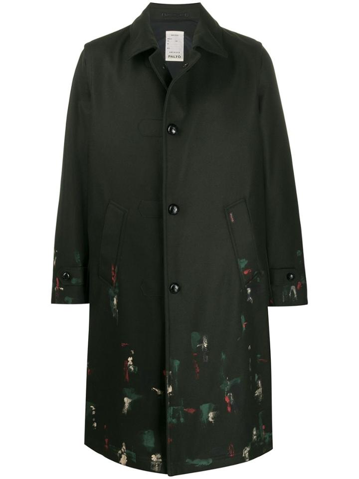 Paltò Printed Button-up Coat - Black