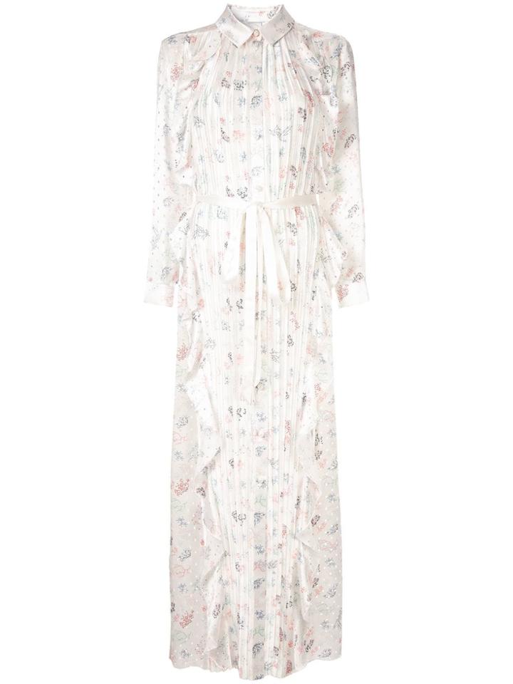 Huishan Zhang Floral Print Pearl Maxi Dress - White