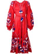 March 11 - 'flower Pixel' Dress - Women - Linen/flax - Xs, Red, Linen/flax