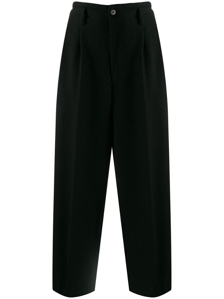 Comme Des Garçons Pre-owned 1980s Straight Cropped Trousers - Black