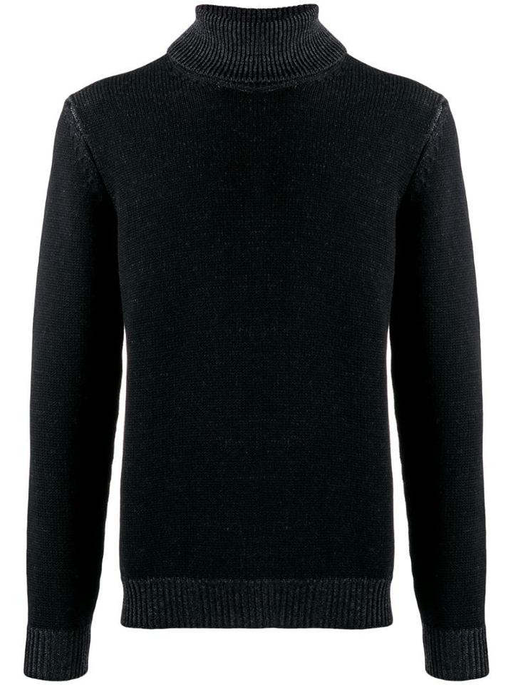 Roberto Collina Ribbed Roll Neck Sweater - Black