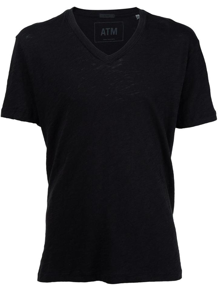Atm Anthony Thomas Melillo Slub Jersey V-neck Tee - Black