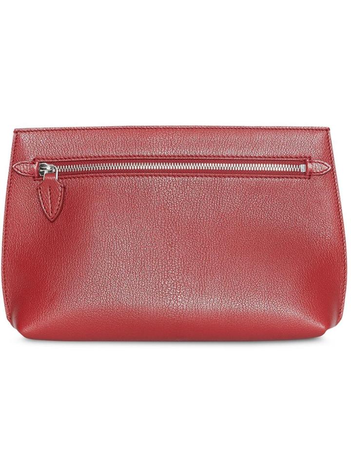 Burberry Grainy Leather Wristlet Clutch - Red