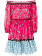Mary Katrantzou - Printed Bardot Dress - Women - Silk/polyester - 12, Pink/purple, Silk/polyester