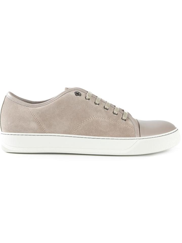 Lanvin Contrasting Toe Cap Sneakers, Men's, Size: 9, Nude/neutrals, Calf Leather/suede/rubber