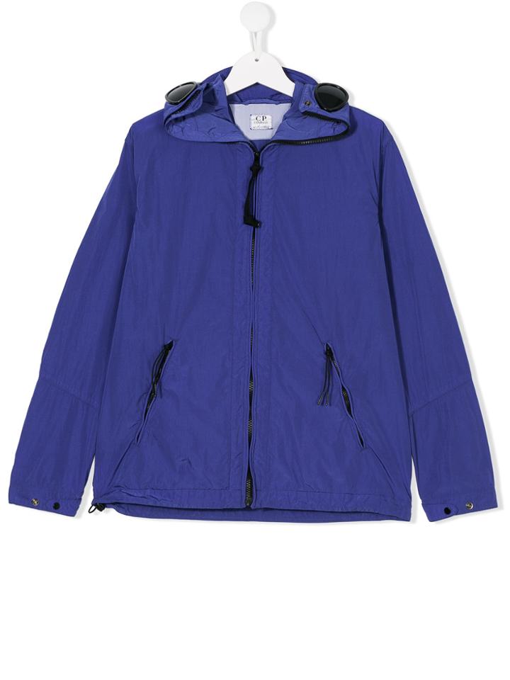 Cp Company Kids Teen Goggle Hooded Coat - Blue