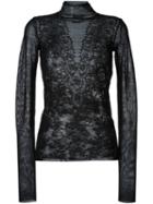 Lanvin Patchwork-effect Lace Jacquard Top, Women's, Size: Medium, Black, Polyamide/wool