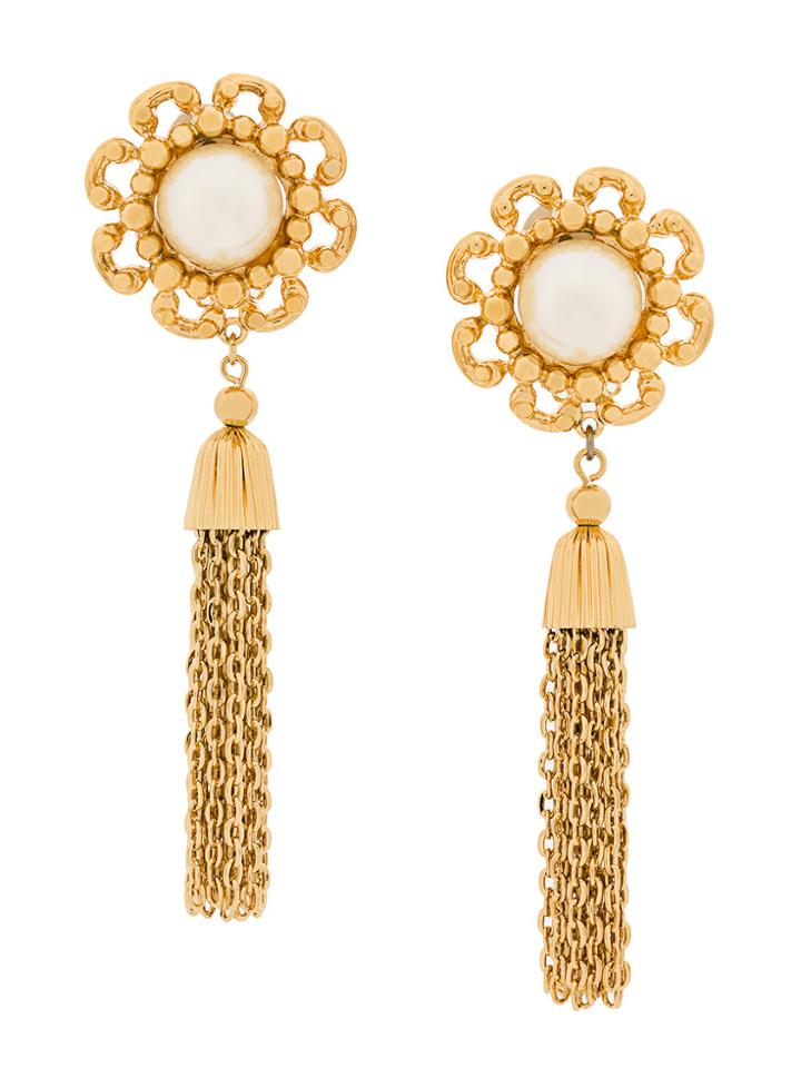 Nina Ricci Vintage Chain Tassel Earrings - Metallic