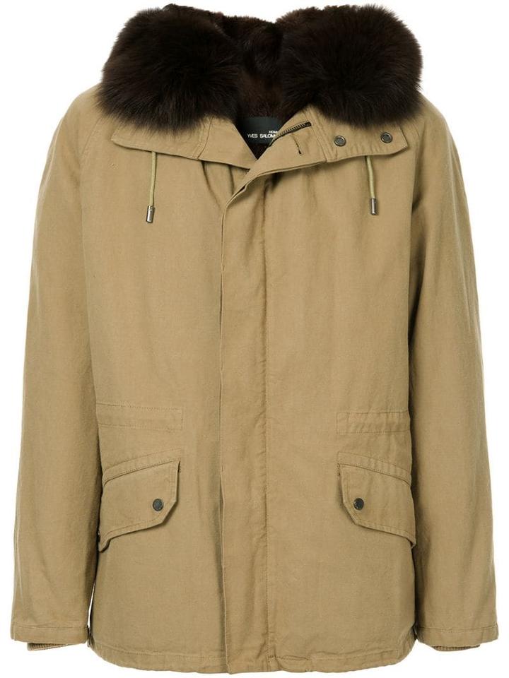 Yves Salomon Fur Hooded Coat - Brown