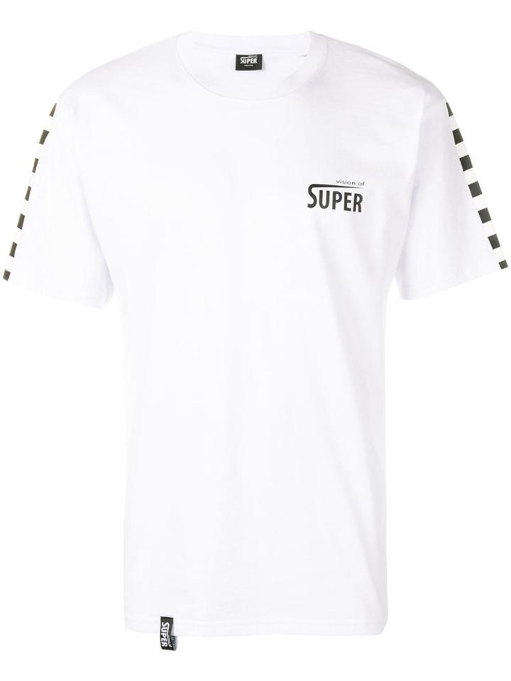 Vision Of Super Checkered Sleeve Logo T-shirt - White