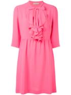 L'autre Chose - Flared Ruffle Dress - Women - Polyester - 44, Pink/purple, Polyester