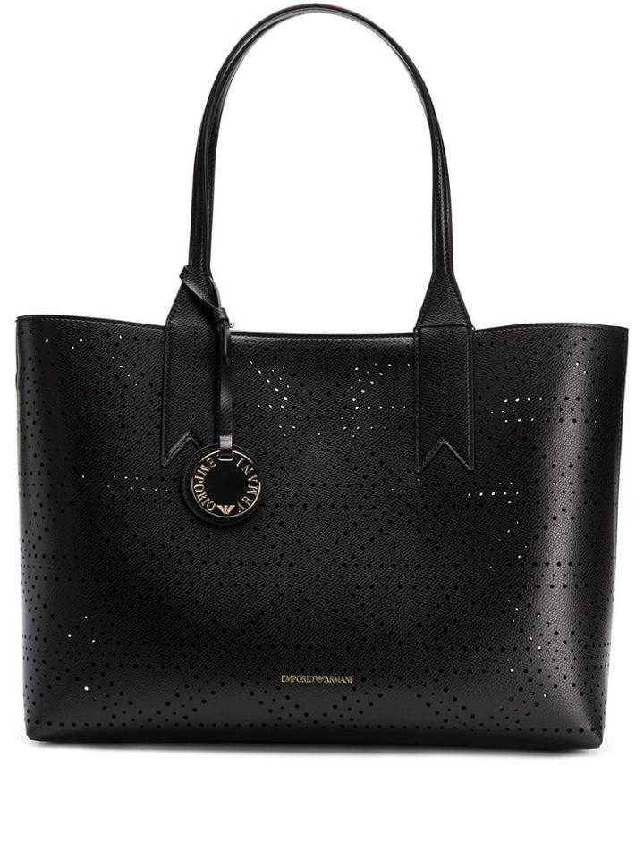 Emporio Armani Logo Charm Tote Bag - Black