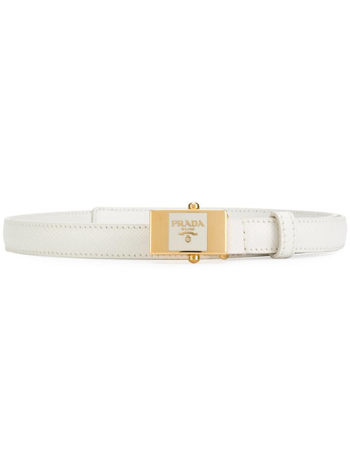 Prada Logo Buckle Belt - White