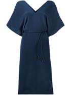 Joseph V-neck Midi Dress, Women's, Size: 40, Blue, Viscose/acetate