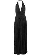 Saint Laurent Pleated Evening Dress - Black