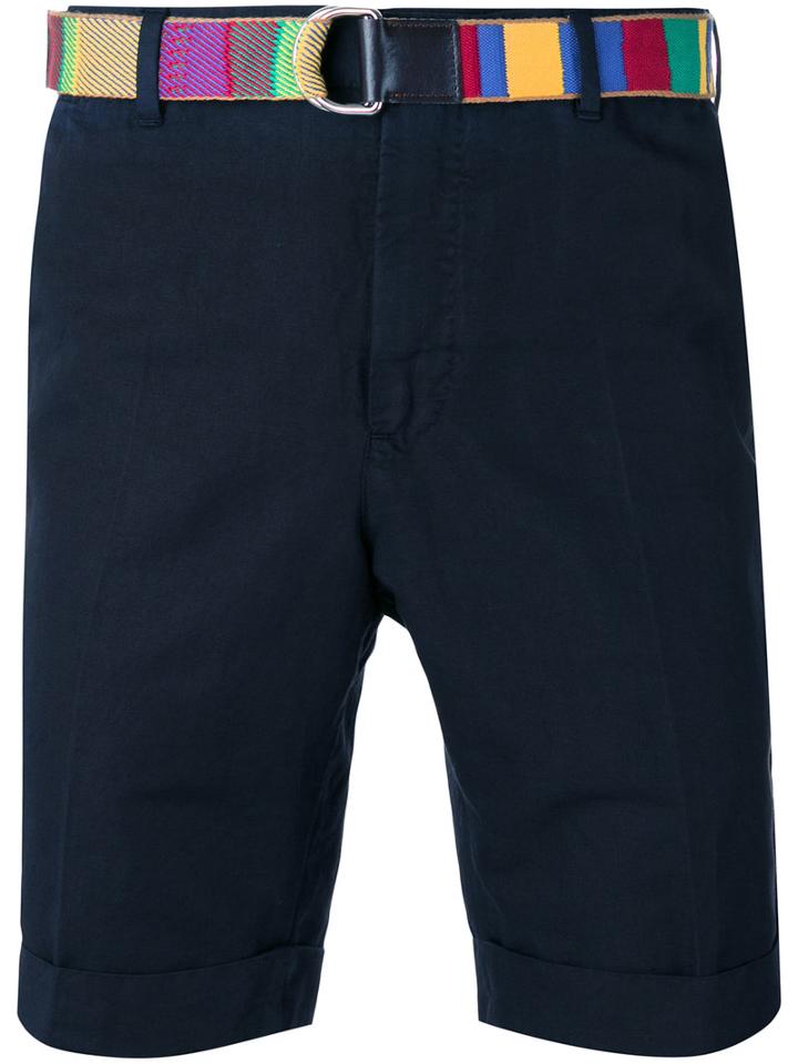 Pt01 - Belted Tailored Shorts - Men - Cotton/linen/flax - 54, Blue, Cotton/linen/flax