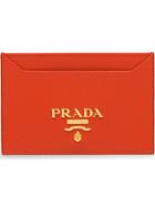 Prada Saffiano Leather Card Holder - Orange