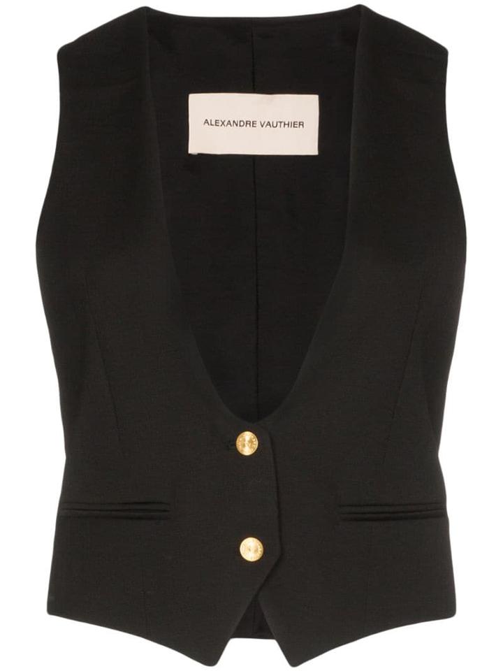 Alexandre Vauthier Collarless Button-down Waistcoat - Black