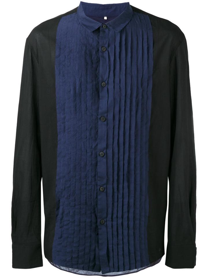 Ziggy Chen Pleated Bib Shirt - Blue