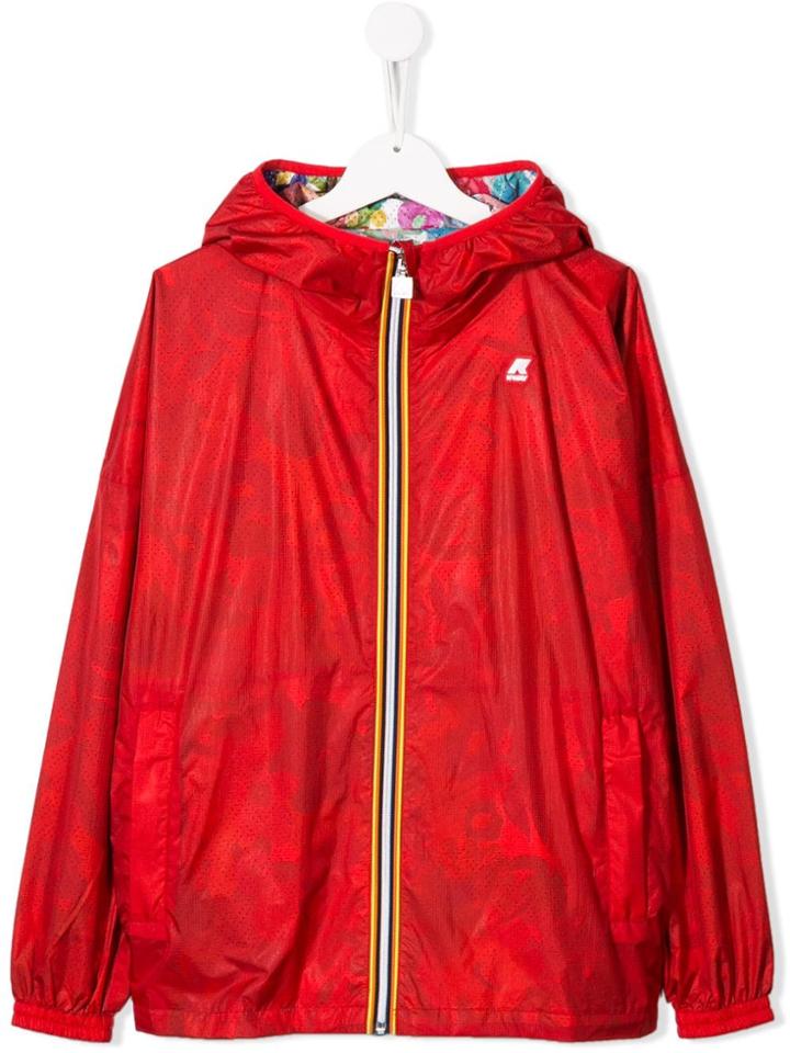 K Way Kids Hooded Rain Jacket - Red