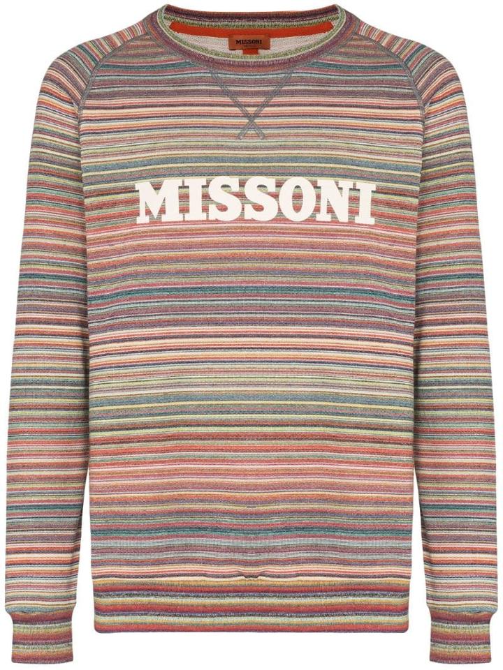 Missoni Logo Printed Striped Sweatshirt - Fm02x Multicoloured