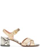 L'autre Chose Contrast Heel Sandals - Gold