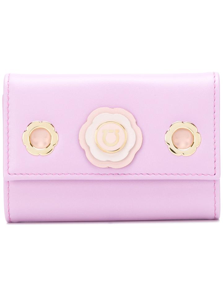 Salvatore Ferragamo Gancio Flower Key Wallet - Pink & Purple