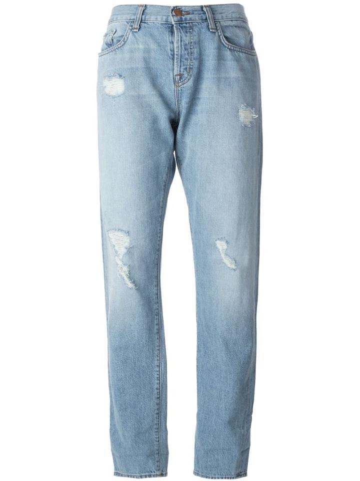 J Brand Distressed Boyfriend Jeans, Women's, Size: 26, Blue, Cotton/lyocell