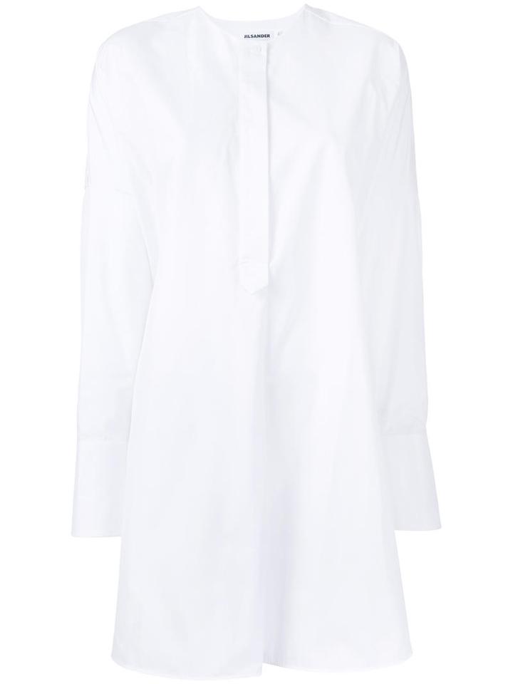 Jil Sander Collarless Shirt, Women's, Size: 32, White, Cotton