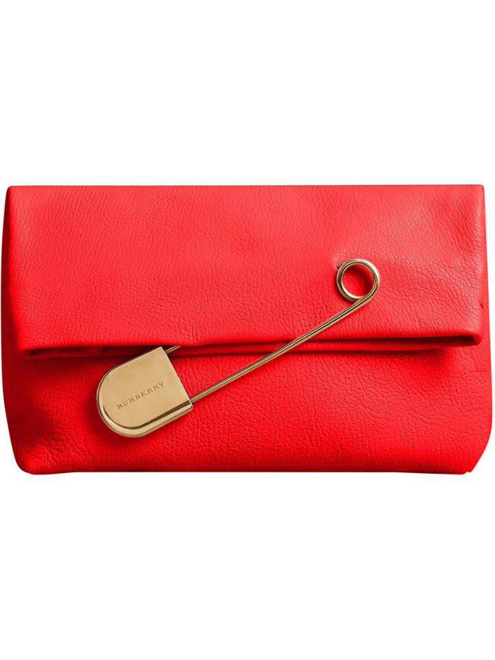Burberry The Medium Pin Clutch In Leather - Red