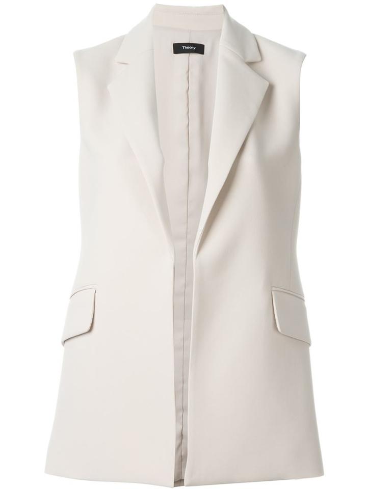Theory 'sedeia' Sleeveless Blazer, Women's, Size: 6, Nude/neutrals, Triacetate/polyester