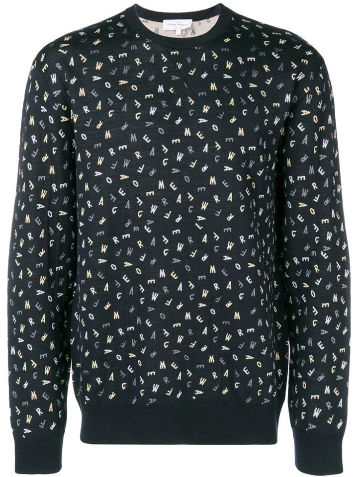 Salvatore Ferragamo All-over Print Jumper - Blue