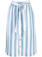 Closed Striped A-line Skirt - Blue