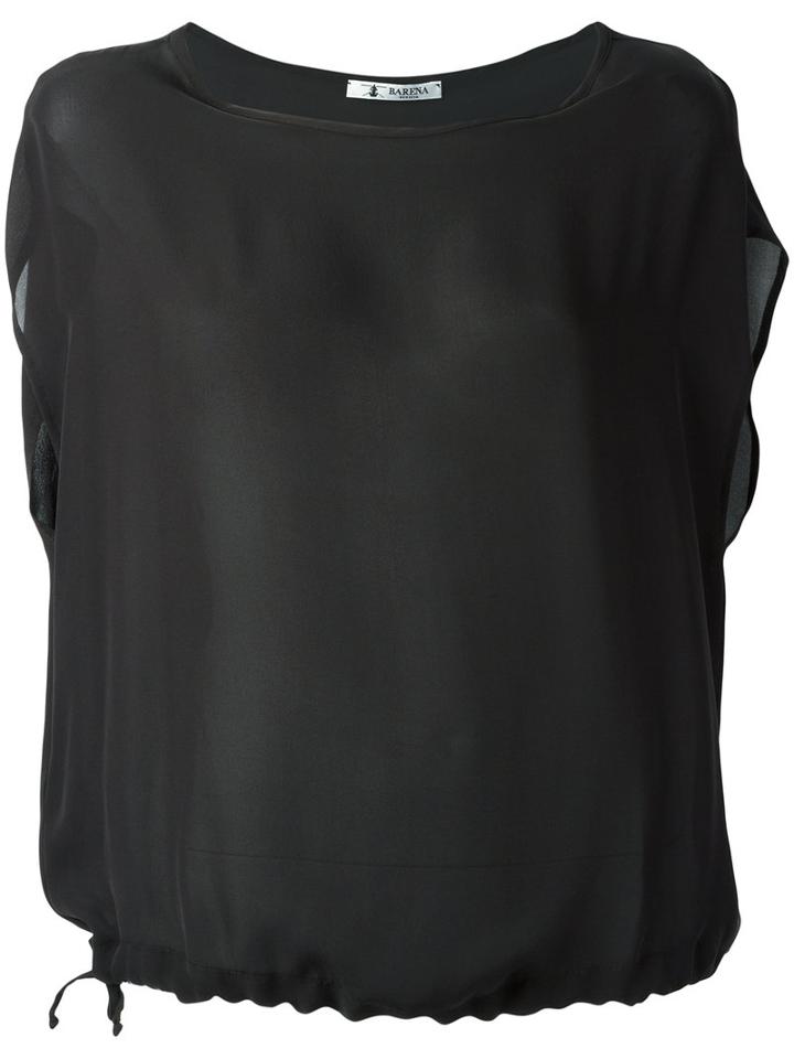 Barena - Drawstring Hem Top - Women - Silk - L, Women's, Black, Silk