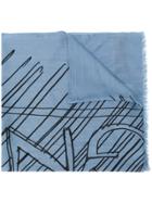 Z Zegna Scribble Print Scarf - Blue