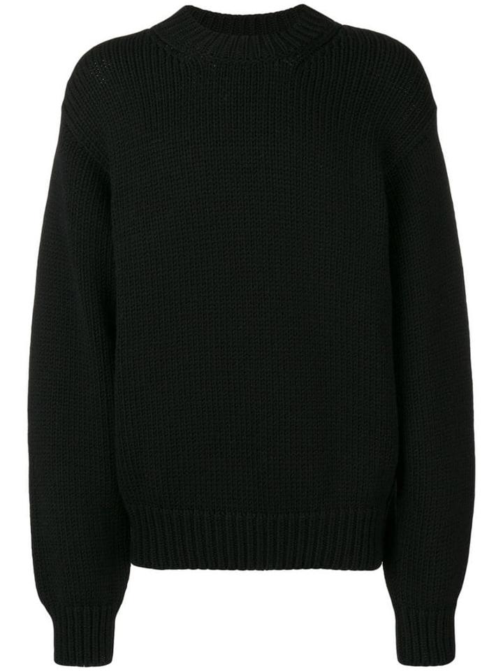 Zilver Crew Neck Wool Jumper - Black