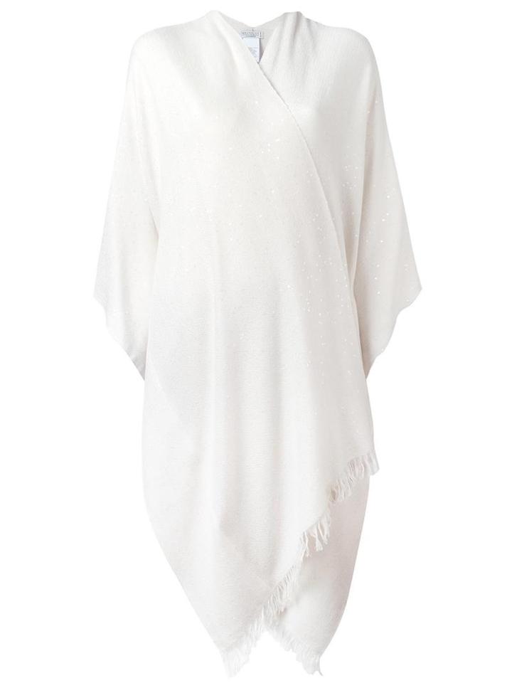 Brunello Cucinelli Fringed Cardigan, Women's, Nude/neutrals, Silk/cashmere/polyamide