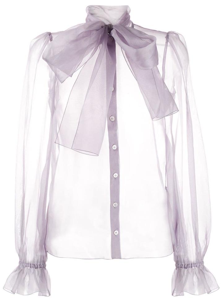 Dolce & Gabbana Pussybow Organza Shirt - Purple