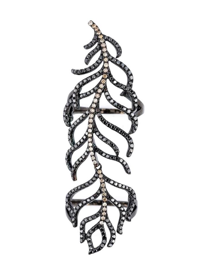 Rosa De La Cruz Long Diamond Feather Ring