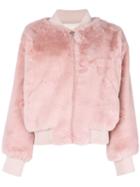 Chiara Ferragni Logo Backed Fur Bomber - Pink