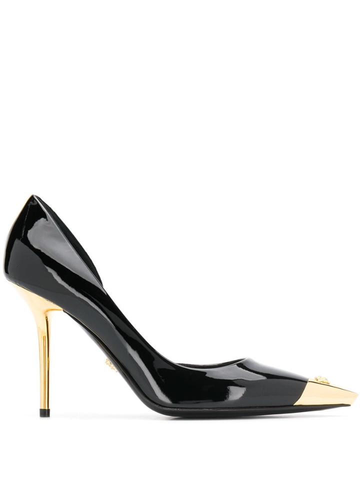 Versace Two-tone Pointed Pumps - Black