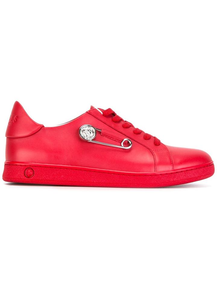 Versus Studded Pin Lace Up Trainers - Red