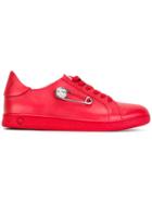 Versus Studded Pin Lace Up Trainers - Red