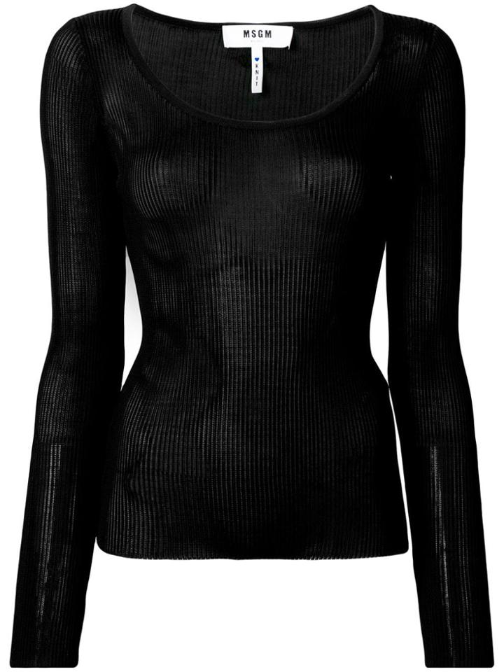 Msgm Ribbed Fitted Jersey - Black