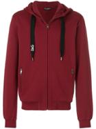 Dolce & Gabbana Zipped Hoodie With Logo Patch - Red